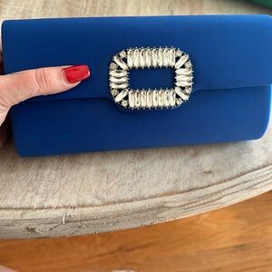 Bridal Buckle Baguette Clutch in Brilliant BLUE